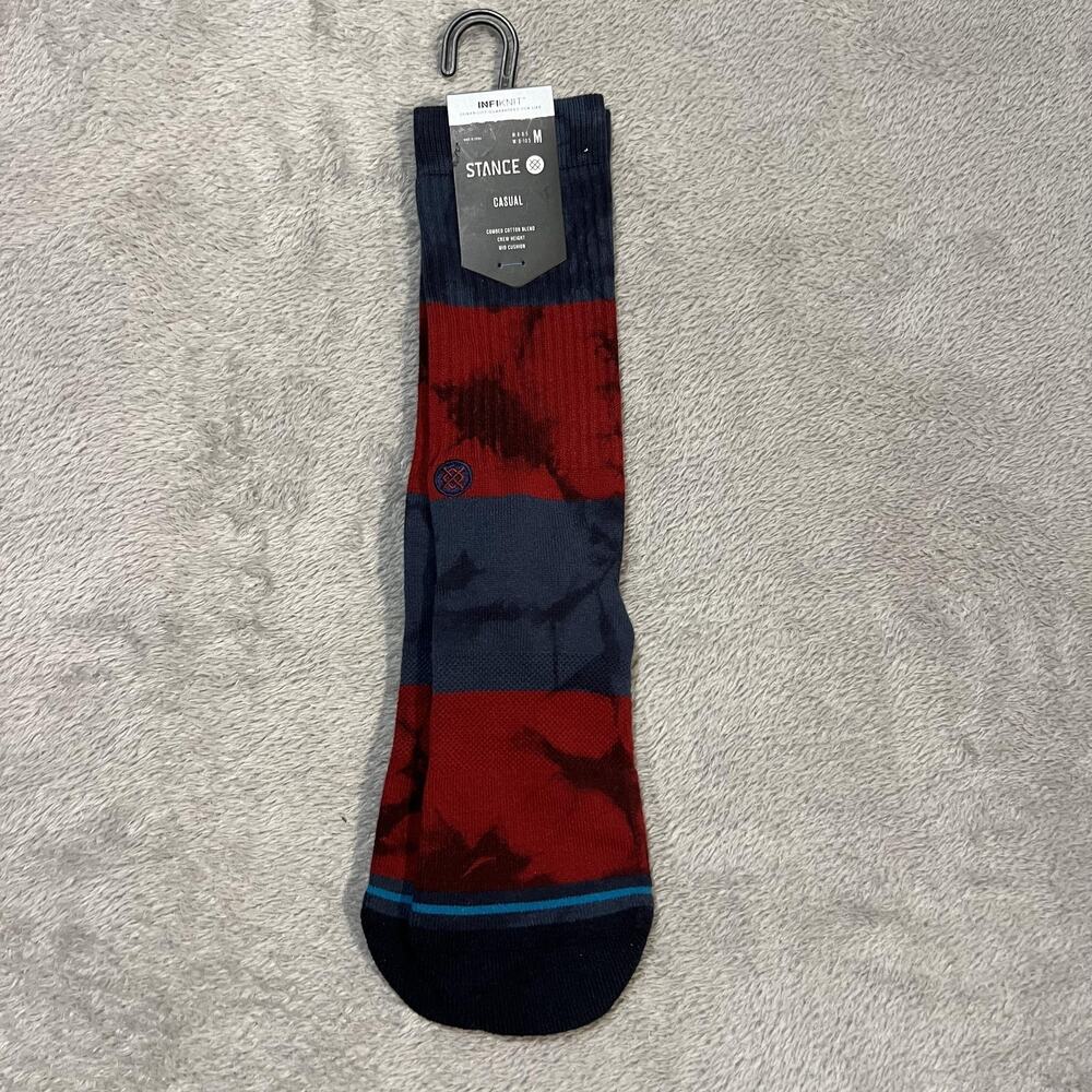 Stance Assurance Socks Mens Medium Navy Red Striped Crew Mid Cushion InfiKnit